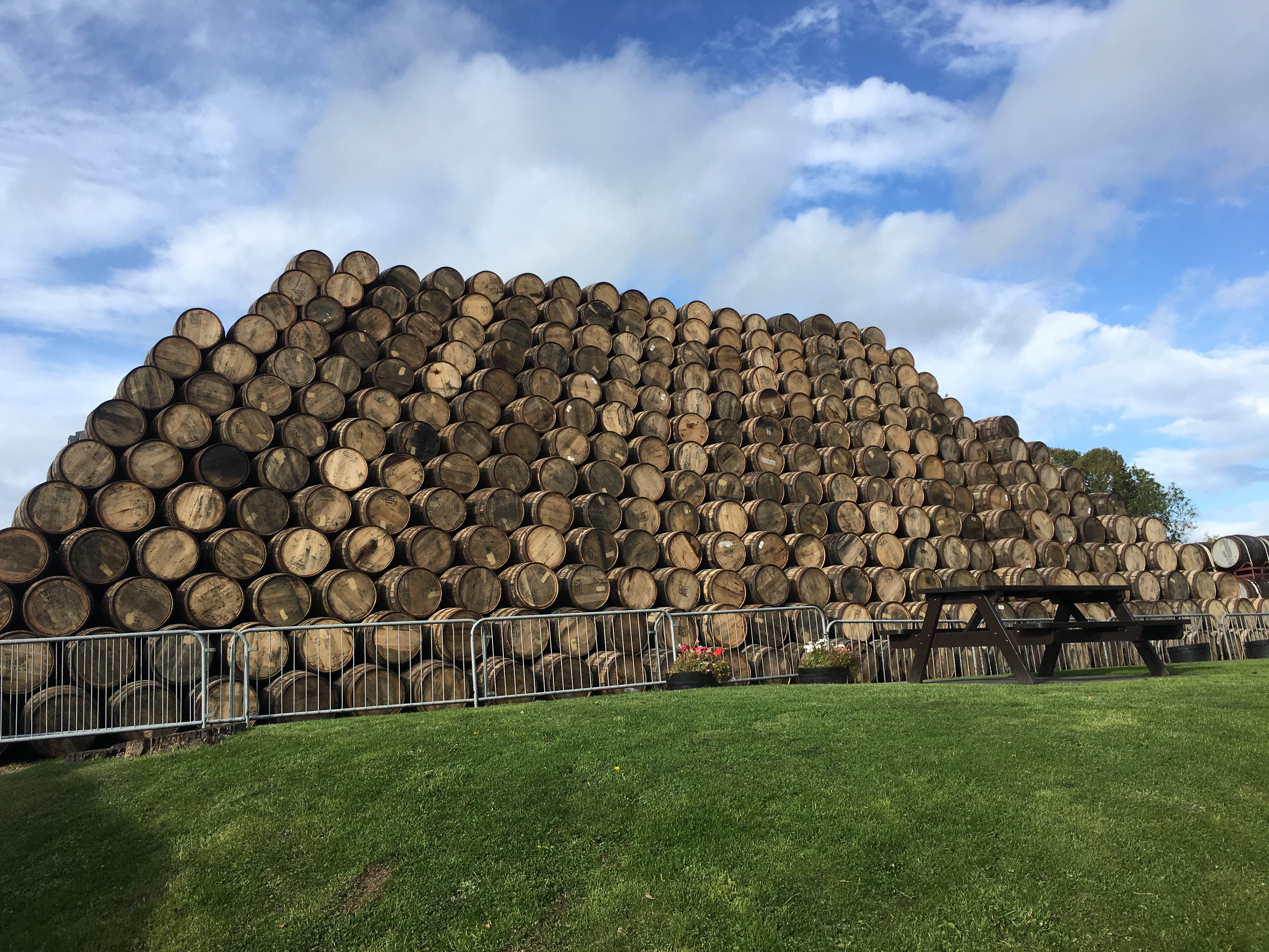 tower of whiskey barrels