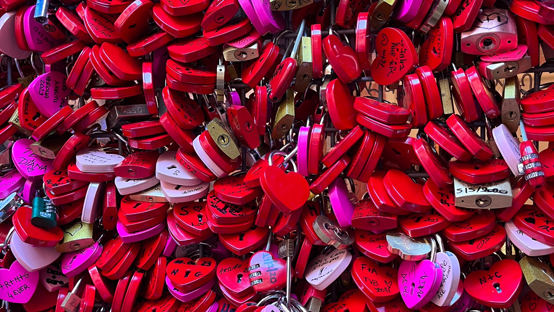 Love heart locks in Verona