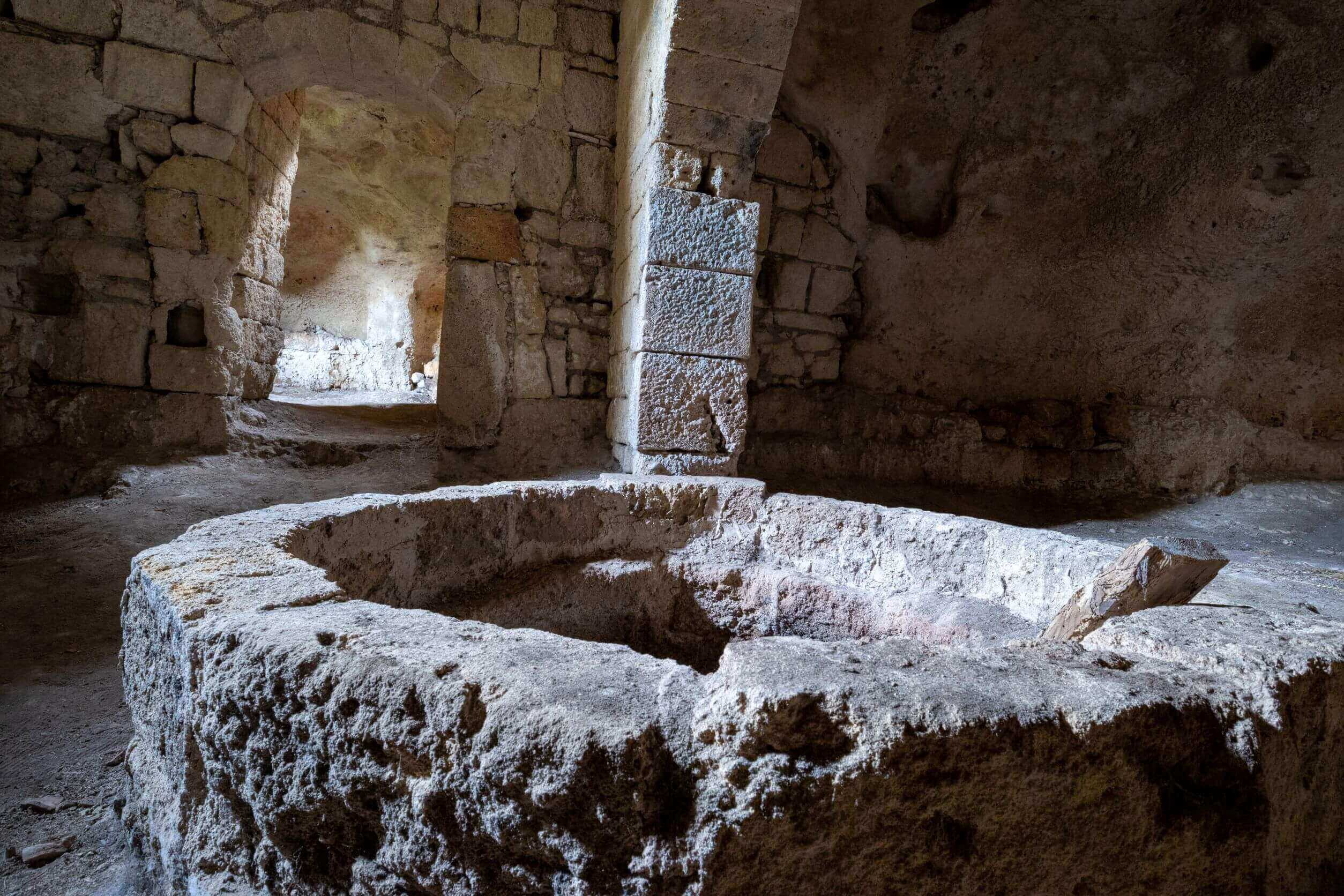 underground olive mill museum, created by stone