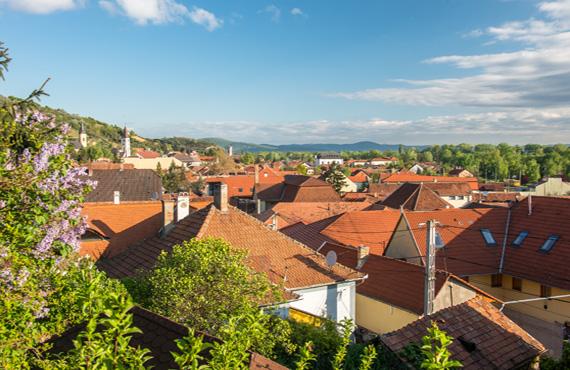 A landscape view of the beautiful town of Tokaj.