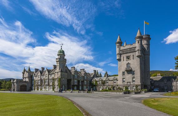 A view of the famous Scottish residence of Queen Elizabeth II: Balmoral Castle.