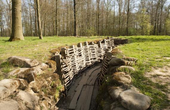 A mock trench exhibit in one of the sites of WWI.