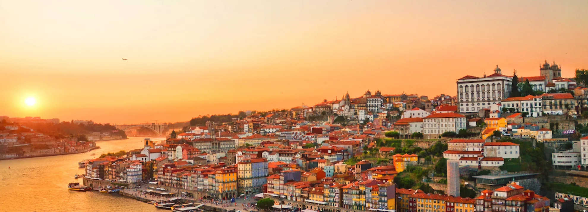 sunset over Porto and the Douro River