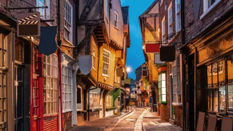 A view of the iconic Shambles and it's medieval buildings in the city of York.