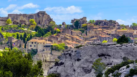 The French commune of Les Baux-Des-Provence, located in the Alpilles Mountains.