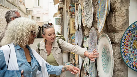 Guests perusing souvenir shops.