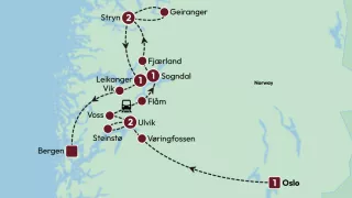 Norway: Fjords and Glaciers 2025 map