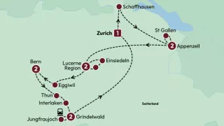 Mountain valleys and lakes of Switzerland map