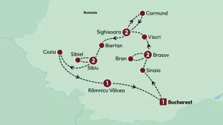 Romania: Mountains to Monasteries 2025 map