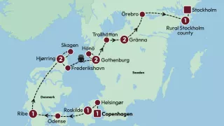 A Scandinavian journey Denmark to Sweden 2025 map