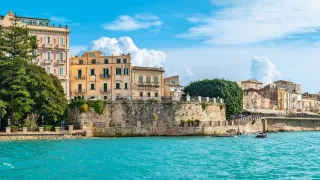 A view of the waterfront of Island of Ortigia in Syracuse.