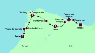 A Taste of the Camino: Porto to Bilbao 2026 map