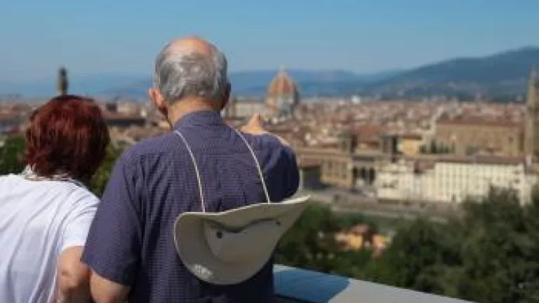 A couple on a tour enjoying the view