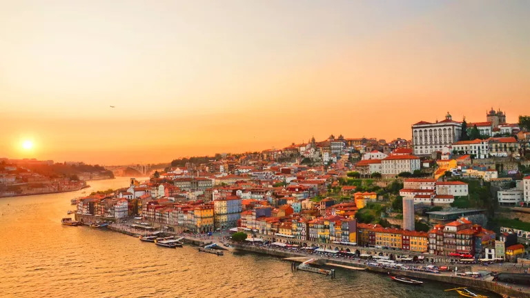 sunset over Porto and the Douro River