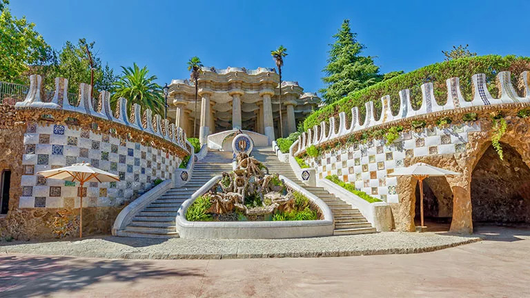 View of Park Guell in Barcelona, Spain