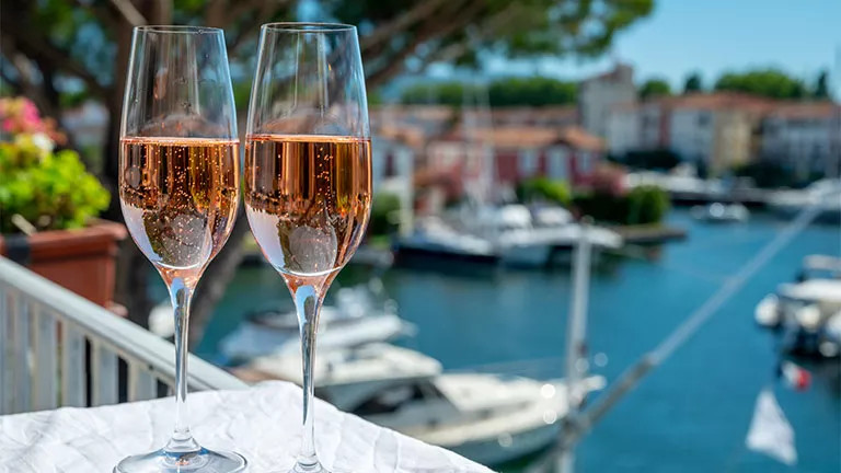 Two glasses of sparkling French wine