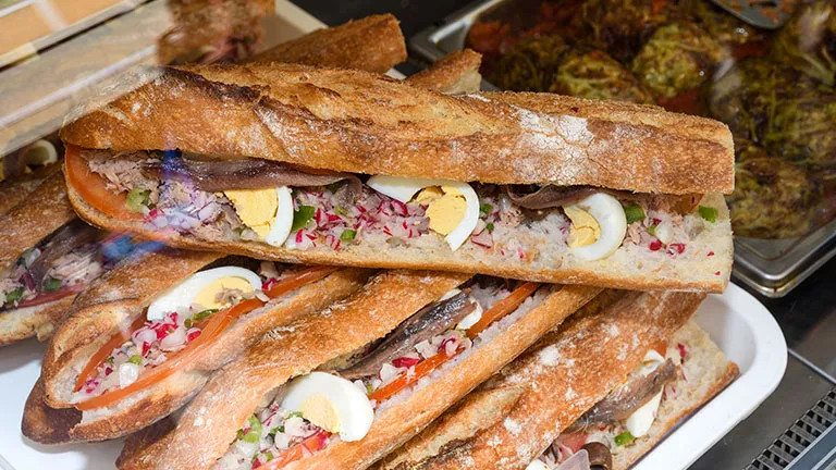 A French baguette sandwich
