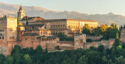 A wide view of the Patron of Alhambra Palace in Spain.