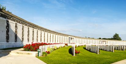 Rows of graves at the Tyne Cot Commonwealth War Graves Cemetery.