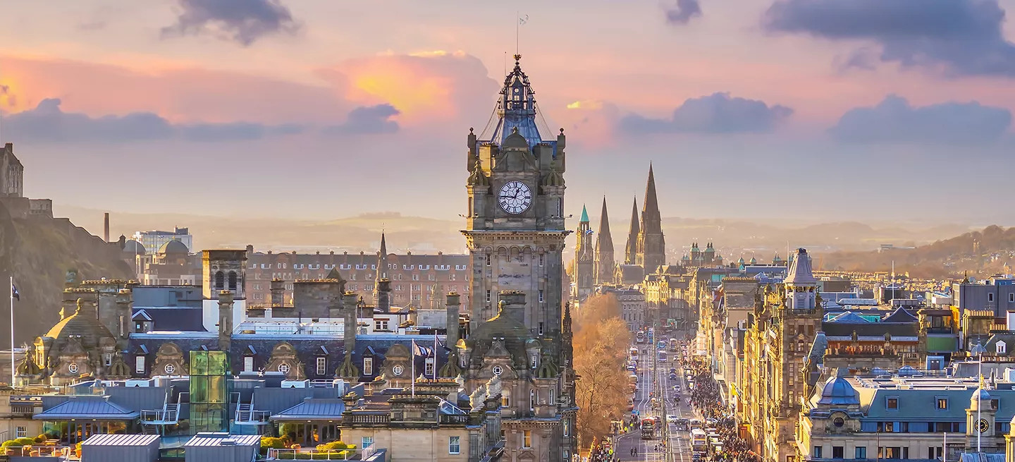 View of the skyline of Edinburgh, Scotland