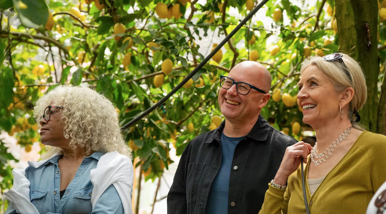 Guests enjoying the lemon grove in Italy.