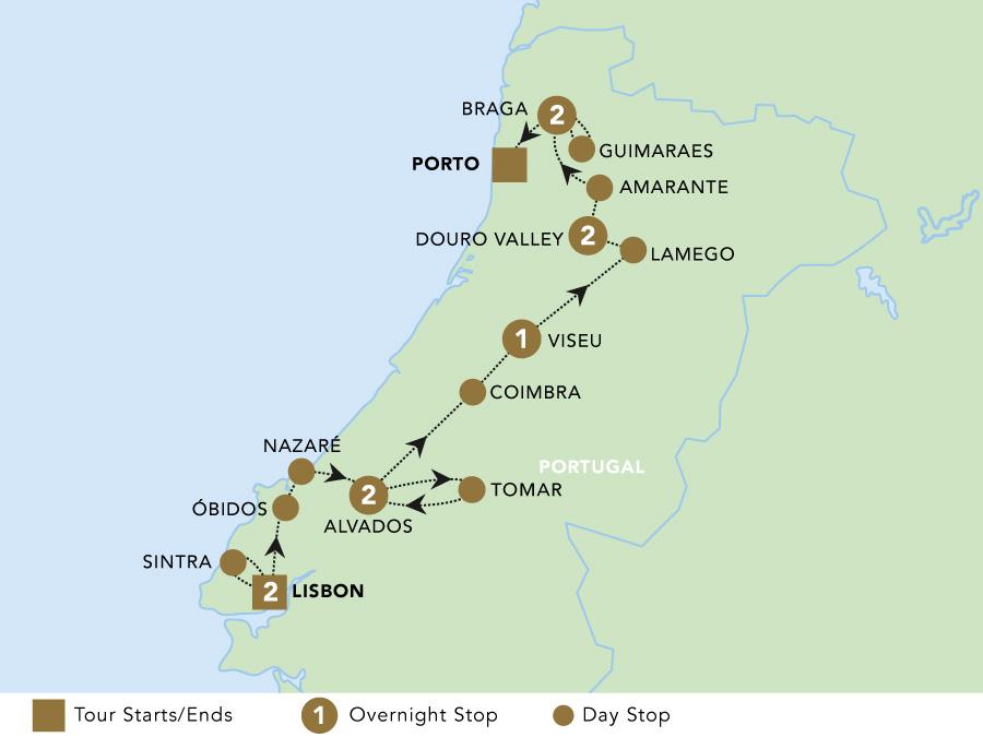 Discover Portugal tour map for 2024.