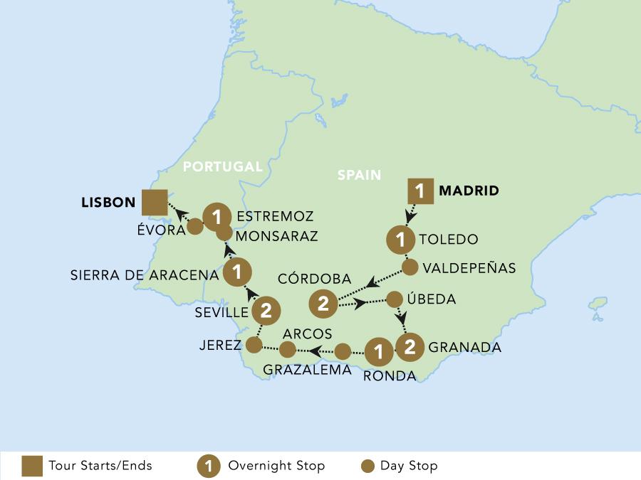 Iberian inspiration tour map for 2024.