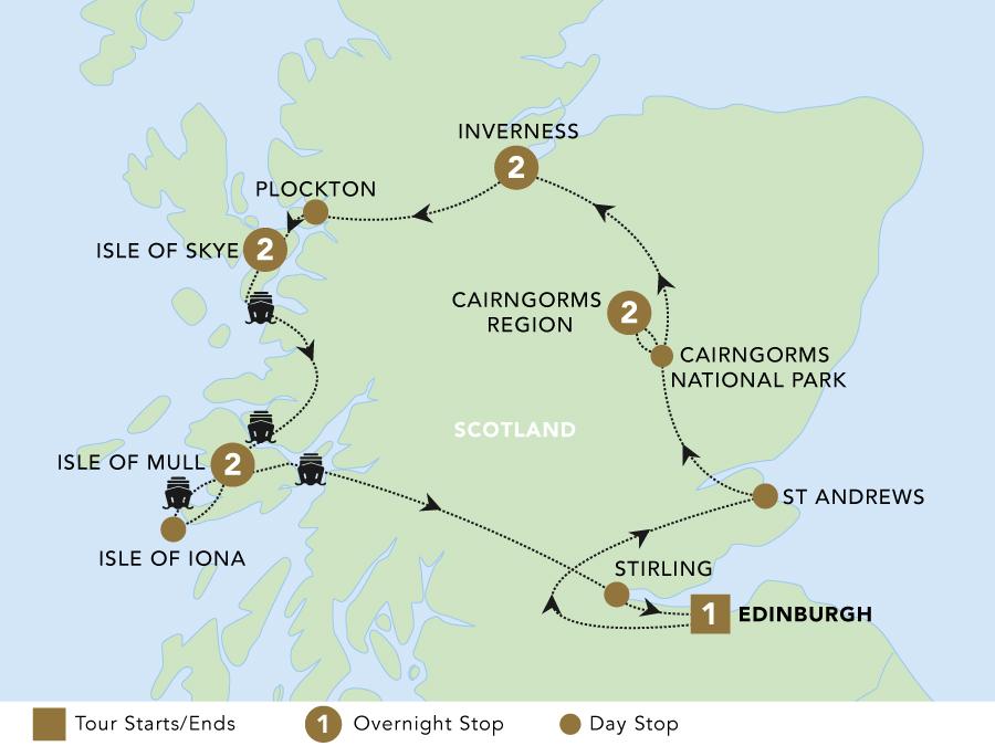 A Scottish Journey 2023 tour map for 2024.