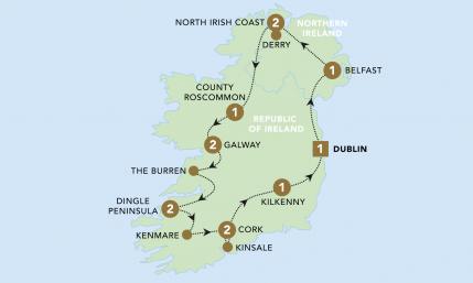 The Emerald Isle 2023 tour map for 2023.