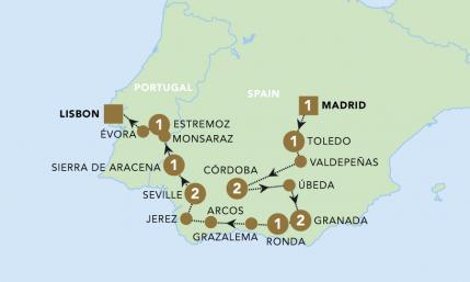 Iberian inspiration tour map for 2023.