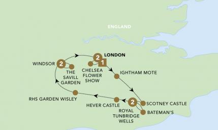 Chelsea Flower Show (Eastbound) tour map for 2024