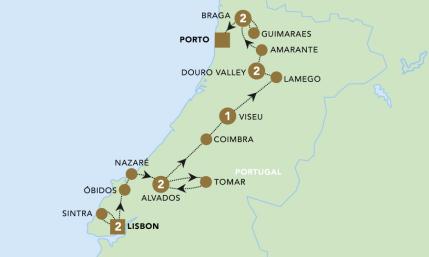 Discover Portugal tour map for 2024.