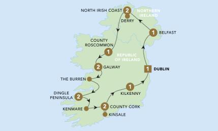 The Emerald Isle 2023 tour map for 2023.