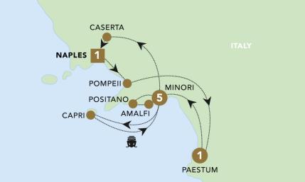 Enchanting Southern Italy tour map 2024