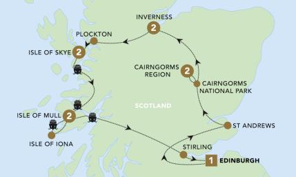 A Scottish Journey tour map for 2024.