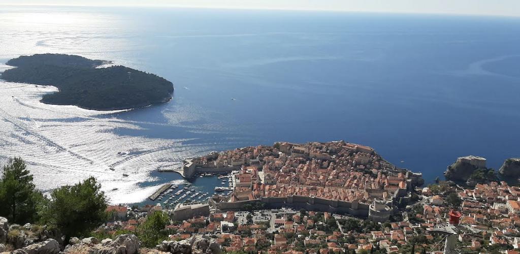 Dubrovnik and the Adriatic Sea viewed from the cable car up Srd mountain, Croatia