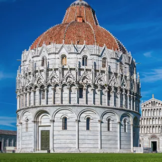 An image from the Leaning Tower of Pisa in Italy. 