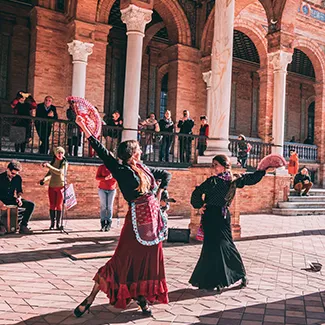 An image of Flamenco dancers in Spain.