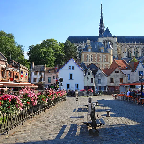 A view over the pretty central square of Amiens.